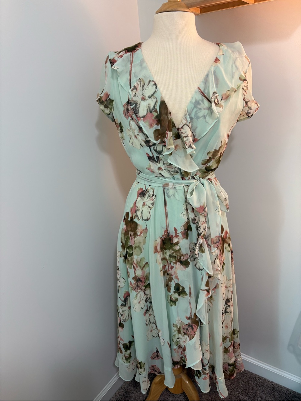 Mint Floral Ruffled Dress